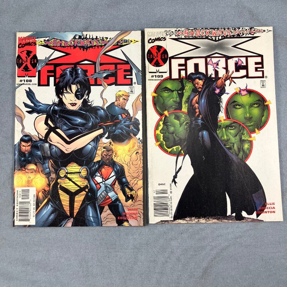 X-Force Marvel Comic Book #108 & #109 Shockwave Pt 3-4 Vintage Y2K 2000 X-Men